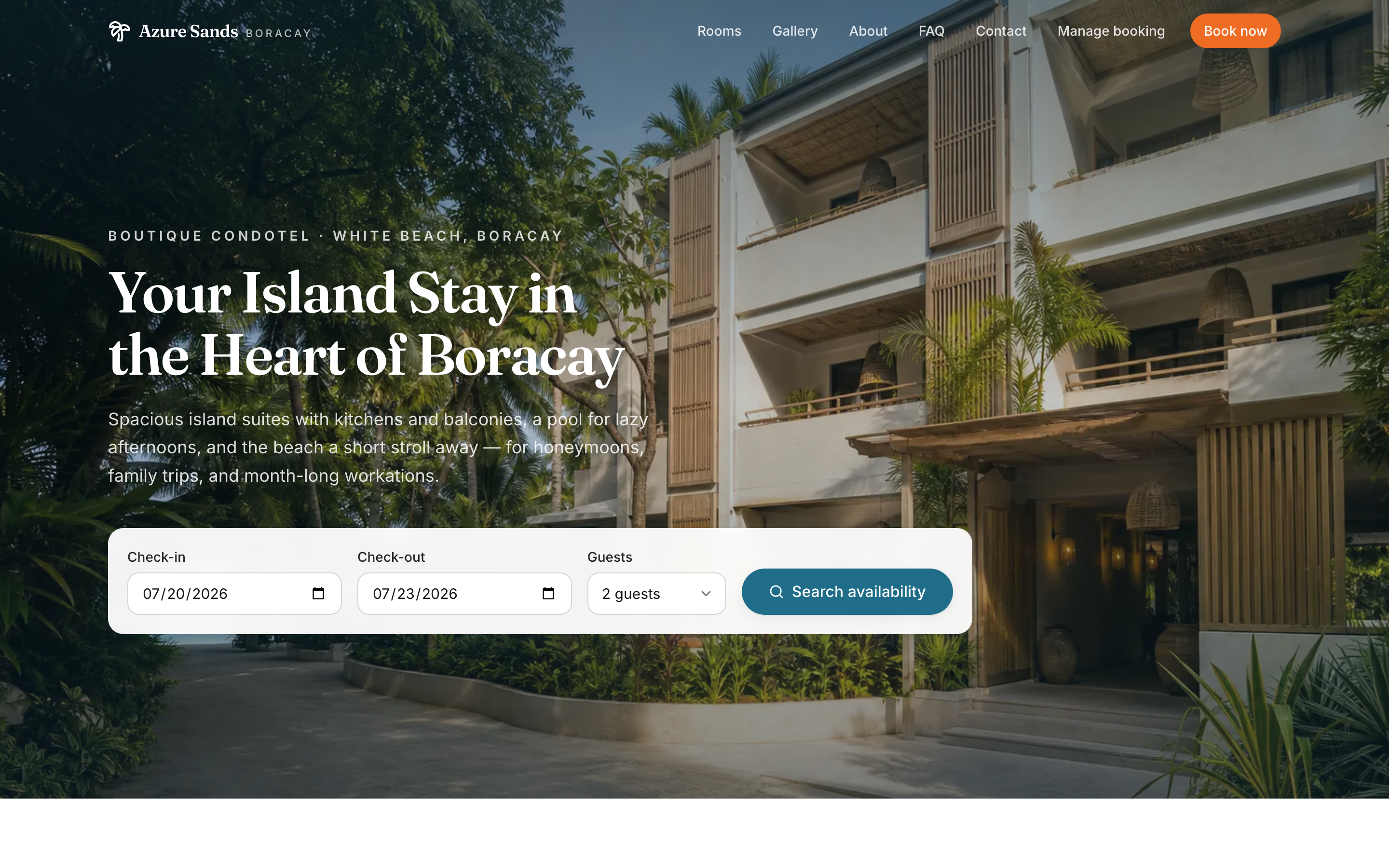 Azure Sands Boracay — Condotel Booking Site project preview